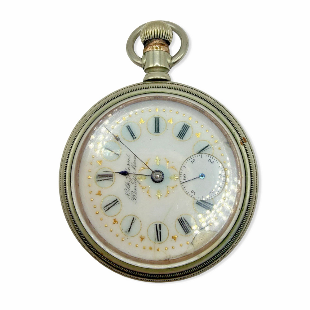 Antique NM Johnson Bemidji MN Pocket Watch Fancy Dial Thick Crystal Runs - Picture 4 of 15